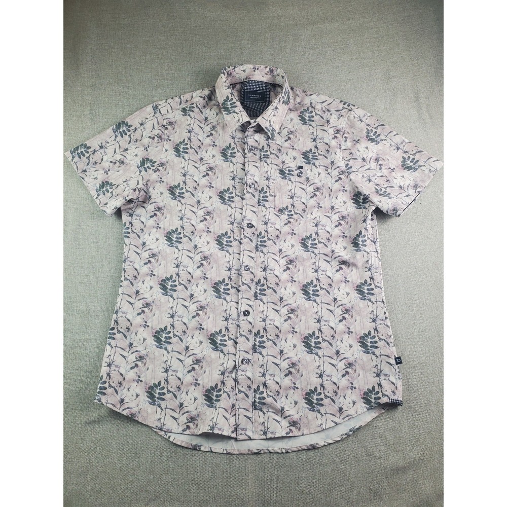 7 Diamonds Morning Rise 4 Way Stretch  Woven Shirt Mens M Floral Short Sleeve